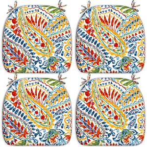 LVTXIII Indoor/Outdoor Chair Cushions Seat Cushions with Ties, Patio Chair Pads D16xW17 Inch for Patio Furniture Garden Home Office Decoration 4 Pack,Paisley Multi