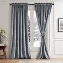 JIUZHEN Grey Velvet Curtains 90 inches for Living Room - Privacy Protect Room Darkening Rod Pocket Thick Velvet Window Drapes for Bedroom/Dining Room, Set of 2 with Tiebacks, W42 x L90 inches