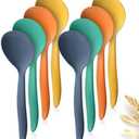 Raypard 8 Pack 10" Large Reusable Plastic Wheat Straw Serving Spoons Set, Kitchen Serving Utensils Mixing Spoons for Party Chafing Dish Buffet Catering (Orange/Blue/Yellow/Green)