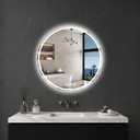 Round LED Bathroom Mirror, 20 Inch, HD Shatterproof Tempered Glass