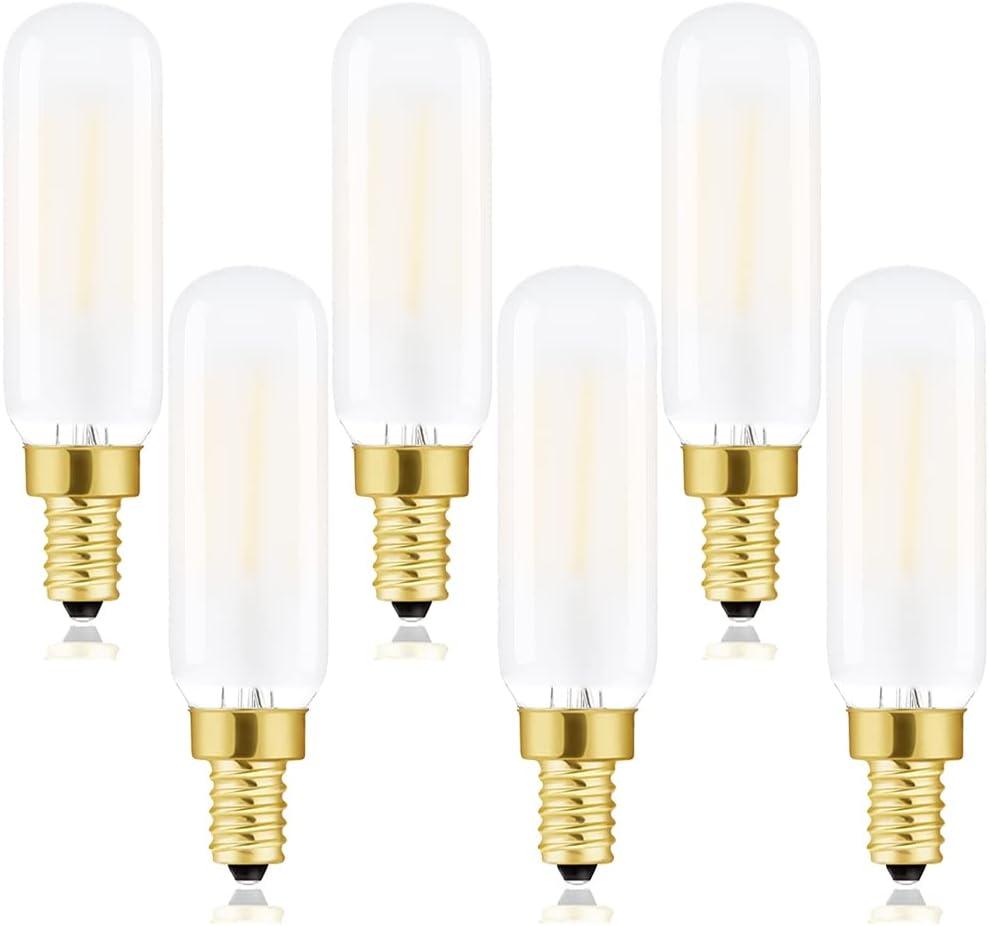 E12 Frosted led Bulb Dimmable 2W Equal 25W led Candelabra Bulbs Daylight 4000K Clear T6 T25 E12 Edison Bulbs for Ceiling Fan Light,Chandelier Light Bulbs AC120V 300LM B11 Candelabra Bulb 6Pack.