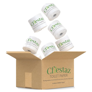 Cfiestaz Bamboo Toilet Paper, Bathroom Tissue Rolls, Bath Tissue. Eco-Friendly, Unscented, Soft and Absorbent. (24 Mega Rolls/box, 3-ply, 350 sheets)., small oversize, White