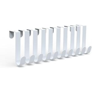 10 Pack Over The Door Hooks(L=4.7"), Over Door Hanger, Heavy Duty No Drill Hanger for Towels, Coats, Hats, Bags in Bathroom, Bedroom, Kitchen, Living Room-White