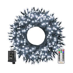 Ollny Christmas Tree Lights , Remote Plug-in Christmas Lights with Timer and 8 Modes Waterproof Outdoor String Lights for Thanksgiving Xmas House Indoor Outside Decorations ( White)
