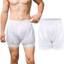 Carer Adult Diaper Cover Unisex Washable Incontinence Boxer Briefs Enclosed Elastic, Widened Waistband Design Leakproof Incontinence Underwear for Men Women Incontinence Supplies (2XL, White)