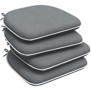 DYTXIII Set of 4 Outdoor Chair Cushions with Ties,Water Repellent Patio Chair Pads 17"x 16" for Outdoor Furniture,Round Corner Seat Cushions for Garden Yard Kitchen Textured Gray, Pack of 4