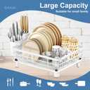 GAXmi Dish Drying Rack Over The Sink Drainer with Drainboard Utensil Holder, 1-Tier White, 13"D x 16.9"W x 5.9"H