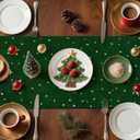 2 x Artscope Christmas Tree Table Runner, Xmas Winter Holiday Kitchen Dining Table Decoration for Christmas Home Decor 13x72 Inch-Green