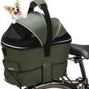 Dog Bike Basket Rear Seat, FVILIPUS 3-in-1 Waterproof Pet Bicycle Carrier, Dog Car Seat with Anti-Jump Safety Tether, Breathable Portable Travel Bag for Small Dogs Cats Outdoor Riding