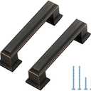Ravinte Hardware 5 Pack Oil Rubbed Bronze Cabinet Pulls, 3 Inch (76mm) Hole Center Zinc Alloy Drawer Handles for Kitchen Cabinets, Cupboards, Dressers, Square Solid Metal Hardware