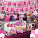 Pink Spider Birthday Party Decorations,Girl Spider Decor Supplies Include Happy Birthday Banner, Latex Balloon, Hanging Swirl Spiral,Cake Toppers