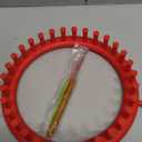 Katech Round Knitting Looms Set 19 cm Diameter Red Plastic Weaving Looms Scarf Hats Making Tools DIY Crocheting Handmade Craft Kit with a Crochet Hook and Needle for Knitting Lovers (Red)