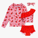 Funnycokid Baby Toddler Girls Swimsuit 4 Piece Bathing Suit Long Sleeve Rash Guard Sets - 6 Years