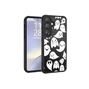 LUMARKE for Galaxy S21 Case with Enhanced Camera Lens Protection, Translucent Matte Acrylic Phone Cover - Aesthetic Floral Design for Women Girls - Cute Ghost