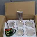 Baderke 6 Set Christmas Coffee Mugs and Spoons 11 oz Christmas Ceramic Mugs with Ribbon Santa Winter Hot Cocoa Snowflake Cup for Xmas Decorations Gift(Artistic)