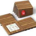 IDZO Interlocking Deck Tiles, 10PCS Waterproof Acacia Wood Patio Tiles, Durable Flooring for Indoor and Outdoor Spaces, Ideal for Patios, Balconies, Decks, Sheds, Quick Install, Stylish and Durable