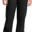Hanes Womens Sweatpants, EcoSmart Fleece Pants, Pocketless Open-Bottom Sweatpant, Regular & Petite (Large, Ebony)