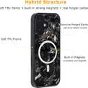 molzar Grip Series for iPhone 16 Case with Real Forged Carbon Fiber, Grippy Edges Design, Built-in Magnets, Compatible with MagSafe Chargers and Accessories, Glossy Black/Blue