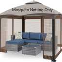 10'x10' Gazebo Replacement Mosquito Netting 4-Panel Patio Screen Walls with Zipper (Brown)
