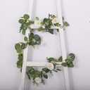 Efavormart 5.5ft | Artificial Eucalyptus Leaf Table Garland with 7 White Rose Flower Heads, Floral Greenery Hanging Vines, Size 6, Count Of 1