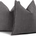ZWJD Rustic Gray Pillow Covers 20x20 Set of 2 Chenille Throw Pillow Covers with Elegant Design Soft and Luxurious Decorative Throw Pillows for Couch, Bed, and Home Decor