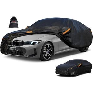 Kayme 7 Layers Car Cover Custom Fit for BMW 3 Series 320i 325i 328i 330i 335i (2013-2025) Waterproof All Weather for Automobiles, Outdoor Full Cover Rain Sun UV Protection.Black