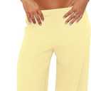 Women 2 Piece Pants Set Crop Top Wide Leg Summer Vacation Outfit Yellow, Large