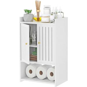 Wall Bathroom Storage Cabinet, 4-Tier Medicine Cabinet with Door, Bath Shelf Organizer for Living Room Kitchen Entryway Small Space