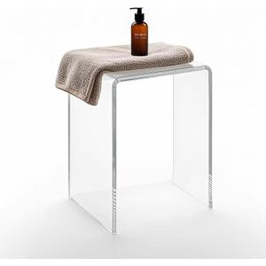 Acrylic 17.7" H Small Stool for Adults,Acrylic Shower Bench Stool Chair Seat for Bathroom Shower 10.2" D x 13.8" W x 17.7" H