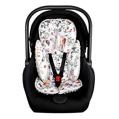 2 in 1 Infant Car Seat Insert, Car Seat Head Support Baby Girls Boys, Soft Newborn Carseat Insert Cushion, Perfect for Carseats, Strollers, Swings (Gray Animals)