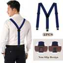2 Pcs 1.5 Inch Wide Men's Belt Clip Hidden Suspenders Y Back Hook End Adjustable Belt Casual&formal Work Suspenders with Strong Clip for Pants