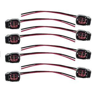 (8pcs) Fuel Injector Connector for EV6 EV14 USCAR Pigtail Harness Socket Plug Wire for LS2 LS3 LS7 GM Ford Dodge Jeep Mustang Vehicles Bosch