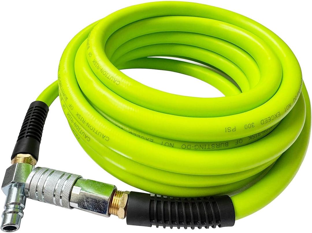 SANFU Hybrid Air Hose 1/2ID x 50FT, Burst 900PSI, Durable, Heavy Duty, Flexible, 1/2" High Flow Coupler&Plug Air Fittings, Bend Restrictors, Green(50)