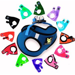 EcoBark Dog Harness - Teacup Dog Harnesses for XXS, XS, and Small Dogs - Step in Mesh Mini Body Halter - Puppy to Senior Dogs - Toy Breed Dog Harness Vest Under 5 pounds lbs (XXXS, Bright Blue) (XXXS- 2 to 3 lbs- Chest up to 10 in (Pack of 1))