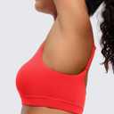 CRZ YOGA Butterluxe Adjustable Spaghetti Strap Sports Bras for Women - Scoop Neck Wireless Padded Yoga Workout Crop Top (Red)