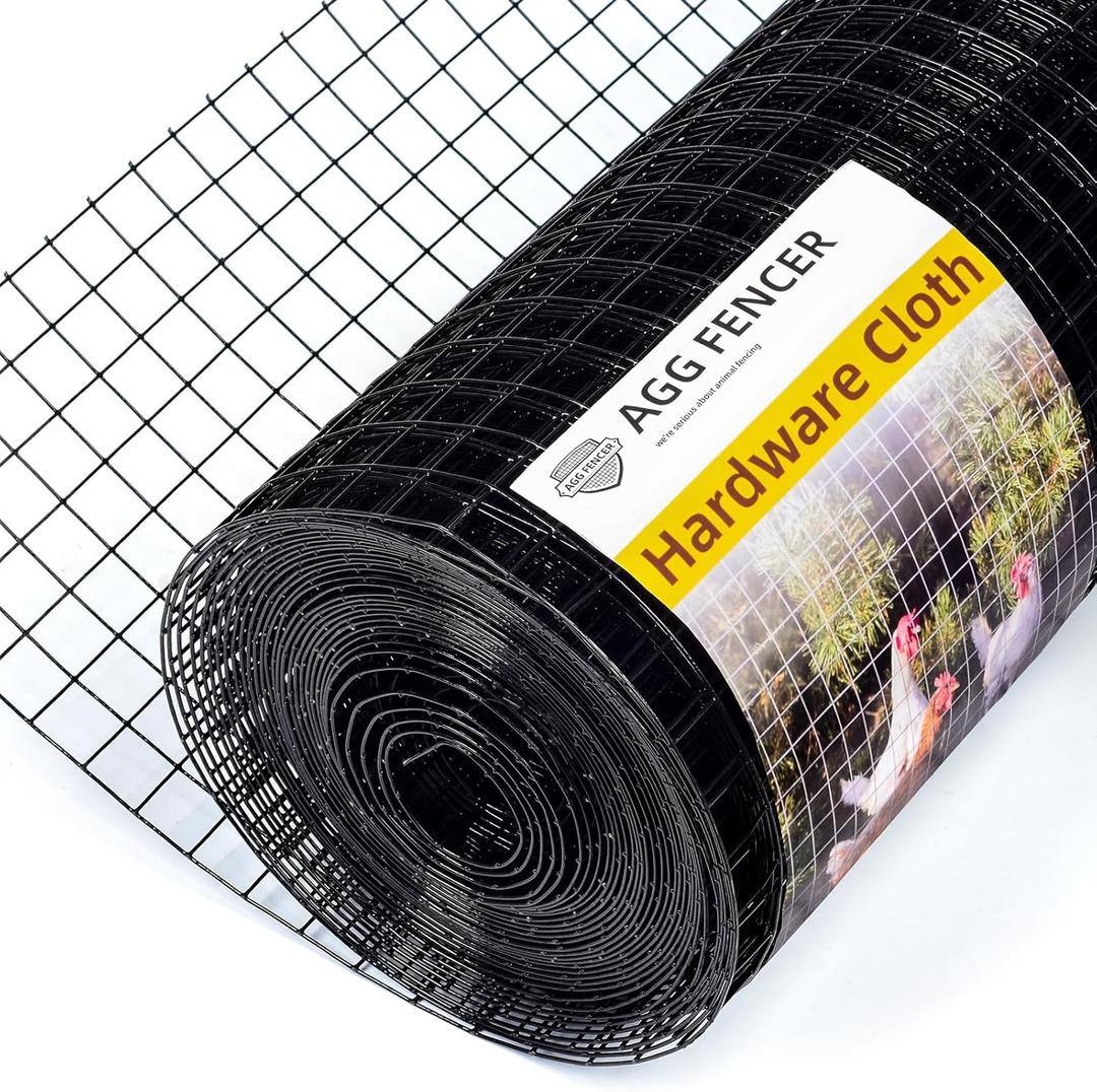 16in x 10ft Black Hardware Cloth 1 inch 16Ga PVC Coated Wire Mesh Vinyl Coated Fence, Welded Metal Chicken Wire Fencing Roll, Garden Plant Fencing, for Chicken Coop and Home Improvement