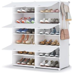 HOMIDEC Shoe Rack, 6 Tier Shoe Storage Cabinet 24 Pair Plastic Shoe Shelves Organizer for Closet Hallway Bedroom Entryway (White)