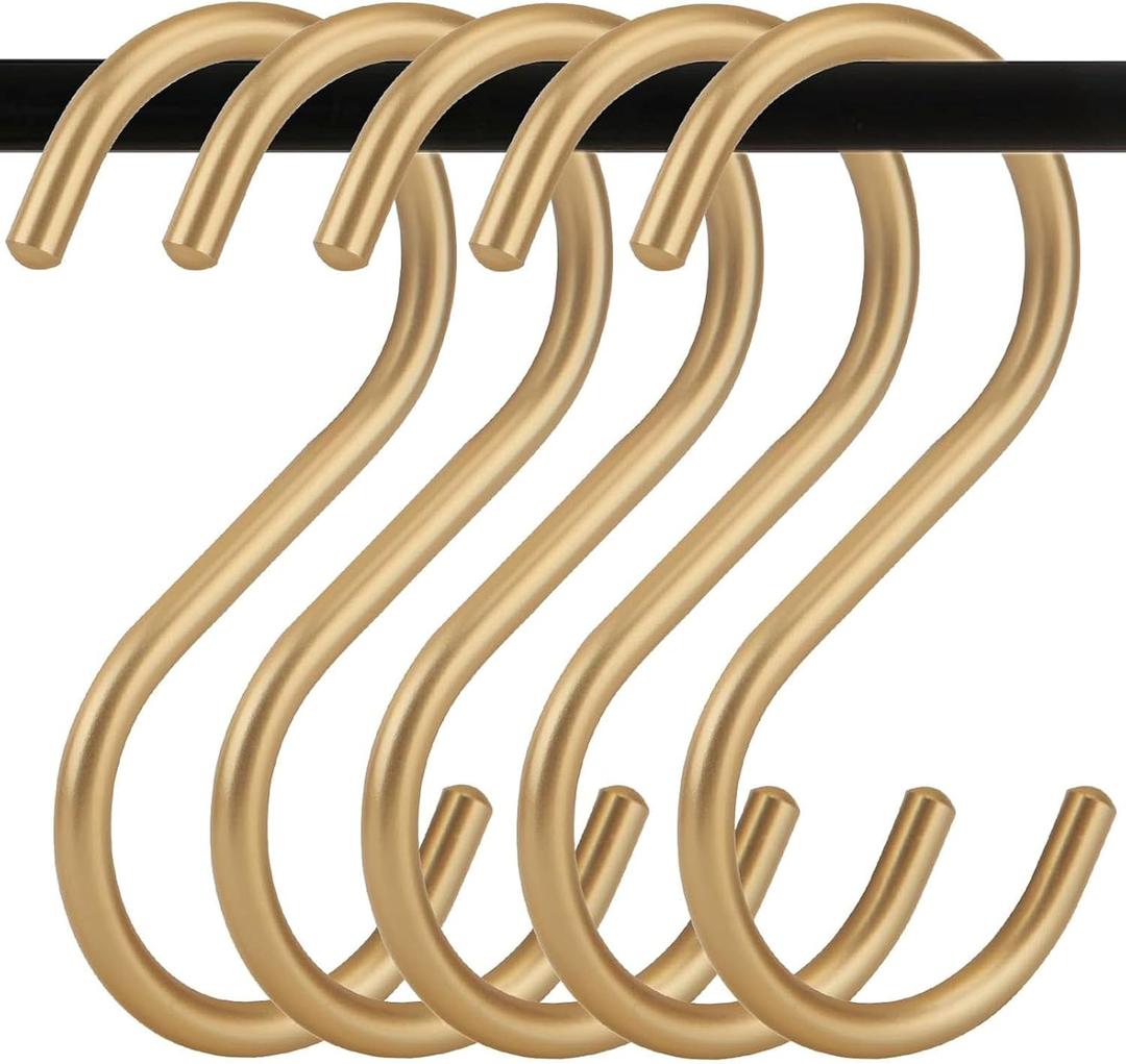 30Pcs Gold S Hooks,Aluminum Alloy S Shaped Hook,4.3x1.4inch Gold Hook Hanger,Heavy Duty S Hook,Utility S Hooks for Bathroom,Cloakroom,Kitchen,Garden (30)