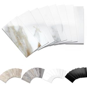 Yipscazo Peel and Stick backsplash 3 x 6 Inches 3D PVC Composite Wall Tile Stick on Backsplash Tile for Kitchen Bathroom, Laundry Room, Fireplace(Polished Marble, 160 Pieces)