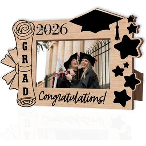 2026 Graduation Photo Frame, 4x6 Wooden Class of 2026 Graduation Picture Frame for High School College Graduation Gifts, Tabletop Desktop Display Graduation Party Decor Keepsake