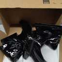 girgod Thigh High Boots for Women Sexy Pointed Toe Over The Knee Boots Cosplay Dance Party Patent Leather Chunky Heels GOGO Knee High Boots (7.5, Black)