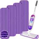Reusable Mop Refills Pads for Swiffer PowerMop, 4 Pack Power Mop Refill Pads Microfiber PowerMop Pads Washable 15 Wet Pads Mopping Cloths for Multi-Surface & All Types of Floors, Purple