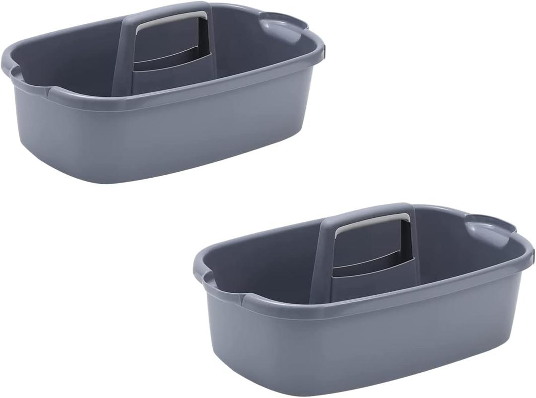 Cleaning Caddy Organizer with Handle,Plastic Cleaning Supplies Basket,Shower Caddy/Storage Basket/Tote Portable for Bathroom, Tool, Garden, Kitchen(2 Pack, Gray)