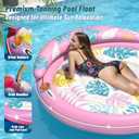 JOSEN Pool Floats Adult, Inflatable Tanning Pool - Extra Large Pool Floats for Adults Heavy Duty, Round Pool Rafts, River Lake Floaties Water Floats with Cup Holders (Pink White)