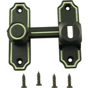 LQ Industrial 1 Set Sliding Door Latch Latch 180 Degree 90 Degree Glow in The Dark Model with Screws Flip Latch Lock Heavy Duty Door Lock Barn Door Latch for Left and Right Door Orientation Black