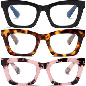 Oprah- Readers for Women - Stylis Style Reading Glasses with Blue Light Blocking and Spring Hinge (Black, Tortoiseshell, Hand-painted Powder)