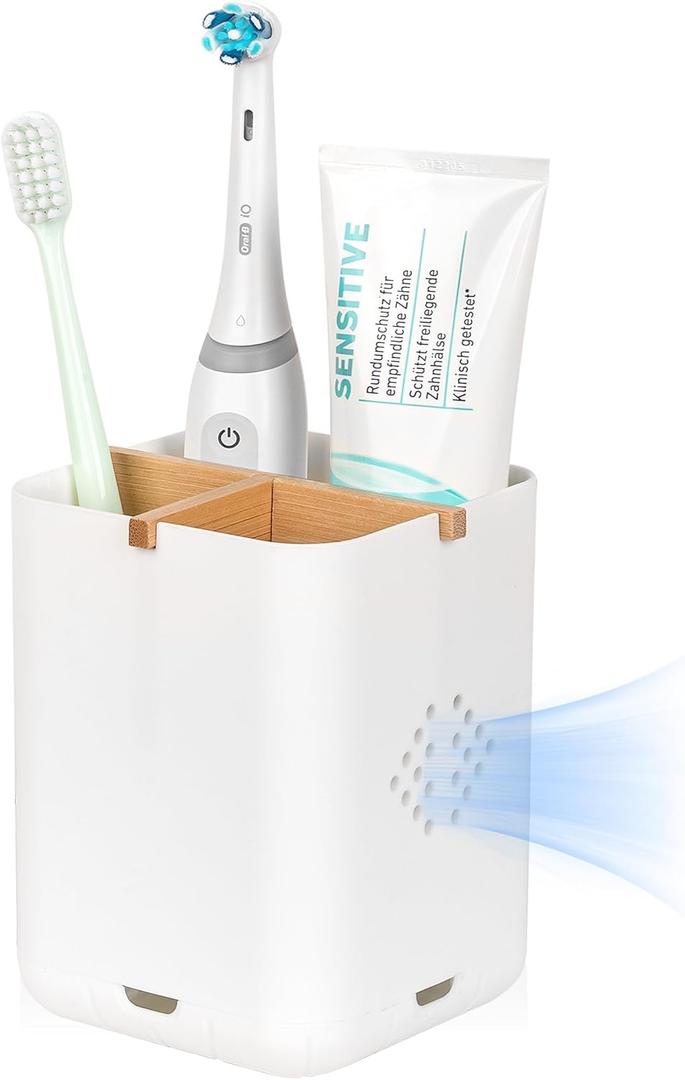Toothbrush Holders for Bathroom Countertop, Detachable Electric Toothbrush Holder with Divider Toothbrush and Toothpaste Organizer Storage (3 Slots White)