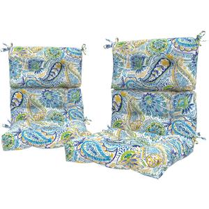 LVTXIII 2 Pack Outdoor/Indoor High Back Chair Cushions, Deep Seat Patio Seat and Back Cushion Set, Stuffed High Rebound Foam Rocking Chair Cushions, 44x22x4, Paisley Blue
