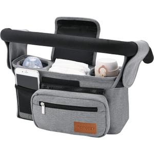 Momcozy Universal Stroller Organizer with Insulated Cup Holder Detachable Phone Bag & Shoulder Strap, Fits for Stroller Like Uppababy, Baby Jogger, Britax, BOB, Umbrella and Pet Stroller