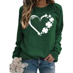 St Patricks Day Sweatshirt Women St Patricks Day Shirt Funny Shamrock Sweater Irish Lucky Long Sleeve Pullover Tops (Green, XL)